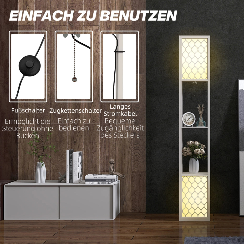 Lampada da terra moderna con 2 ripiani ¨C Xylo ¨C Nero e Bianco 26x26x156 cm