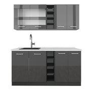 Vicco Cucina completa Antracite lucido/antracite 160 cm , PL Marmo