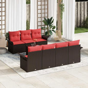 Set Divano da Giardino con cuscino 8 pcs Marrone polyrattan 3345274