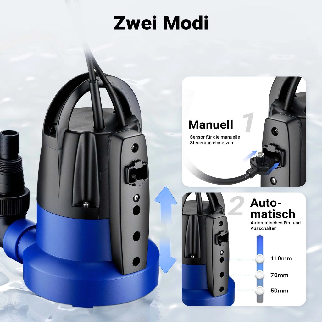 Pompa sommersa 400 W, pompa per acque reflue con portata max 7000 l/h, pompa a immersione, prevalenza max 7 m