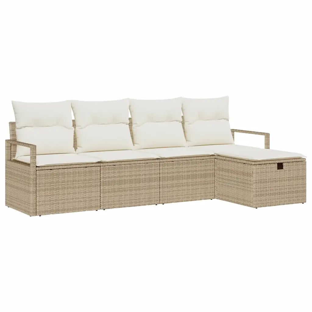 Set Divano da Giardino con cuscino 5 pcs Beige Poly Rattan 3360492