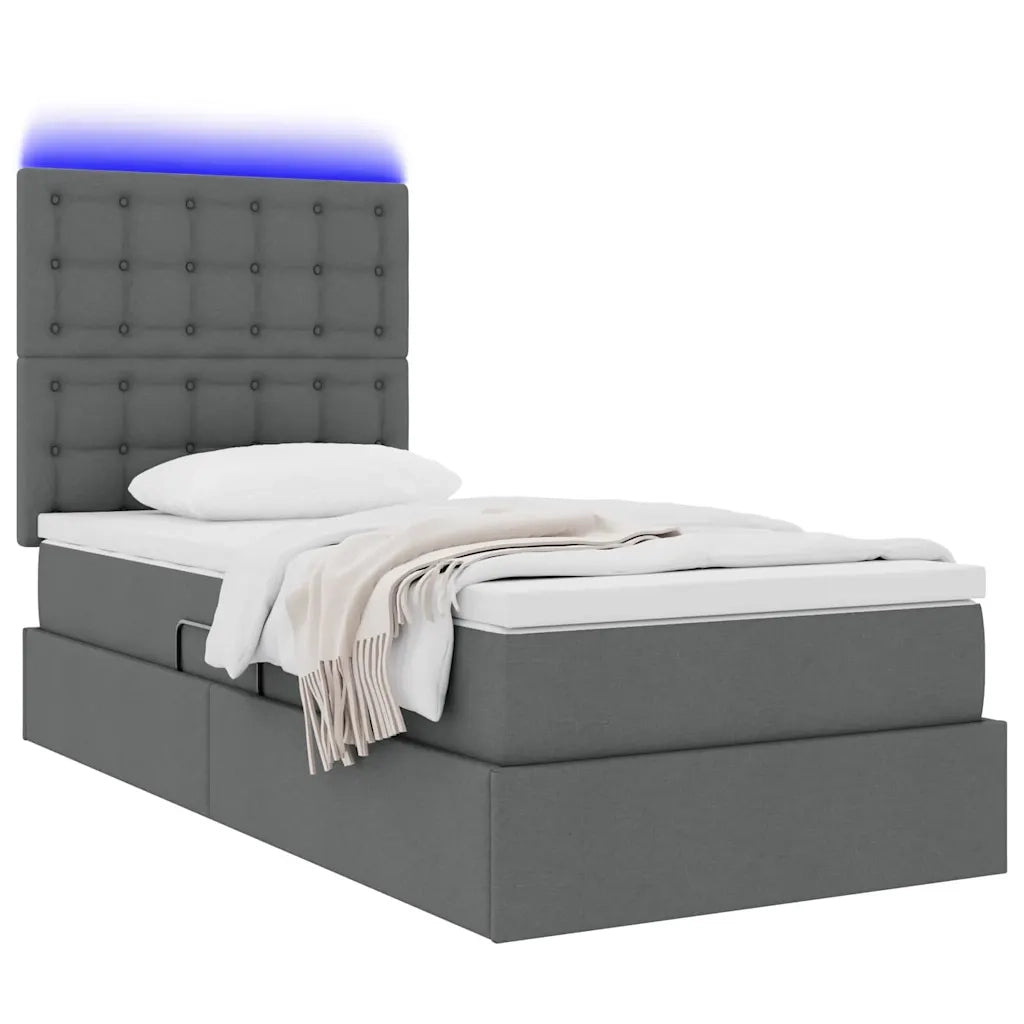 Letto con contenitore e LED con led Grigio scuro 100 x 200 cm