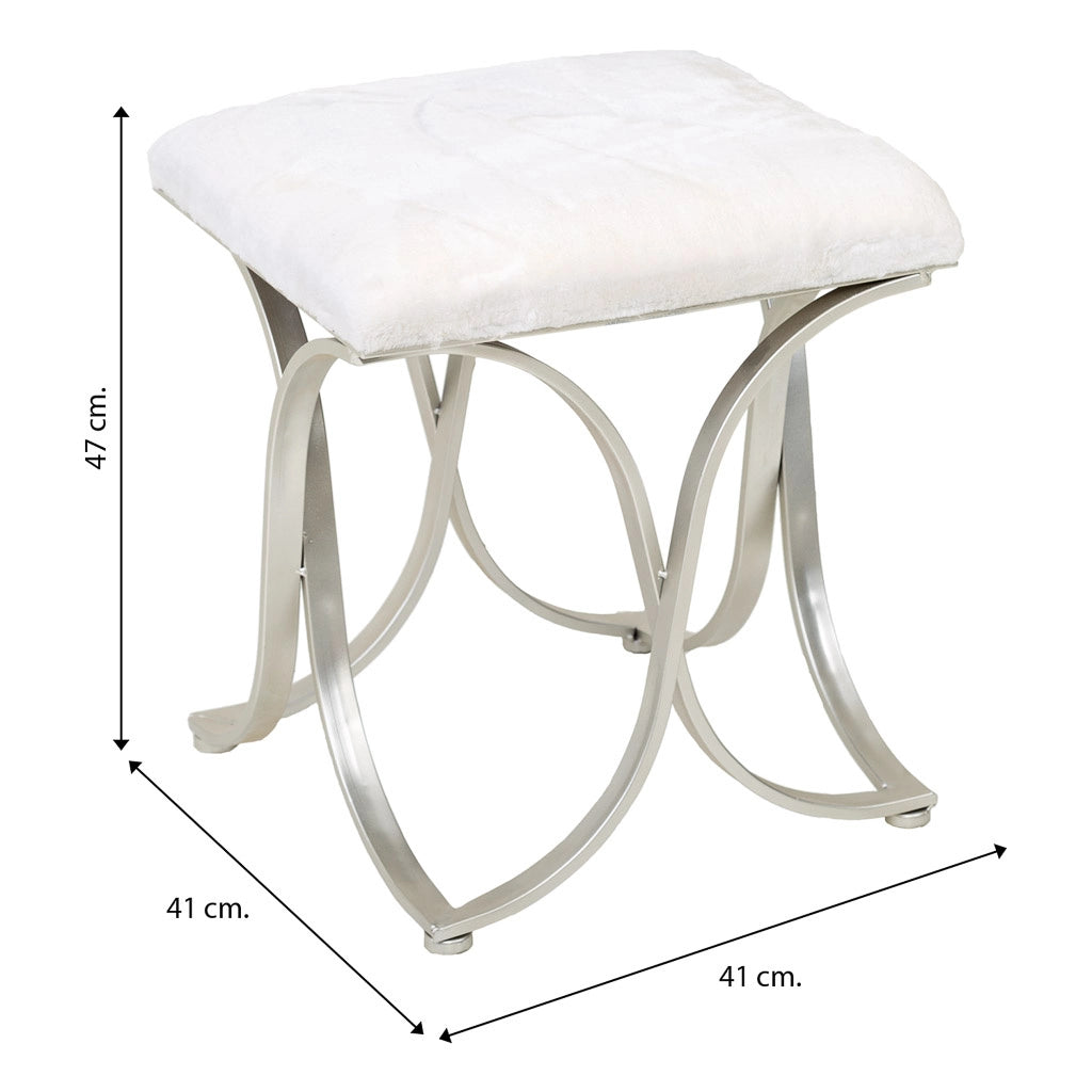 Sgabello imbottita in metallo argento 41x41x47h