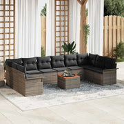 Set Divano da Giardino con cuscino 11 pcs Grigio polyrattan