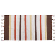 Tappeto marrone e beige righe cotone 80 x 150 cm rettangolare tessuto a mano