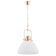 Lampada sospesa loft bianco rame catena E27 15W INEZ