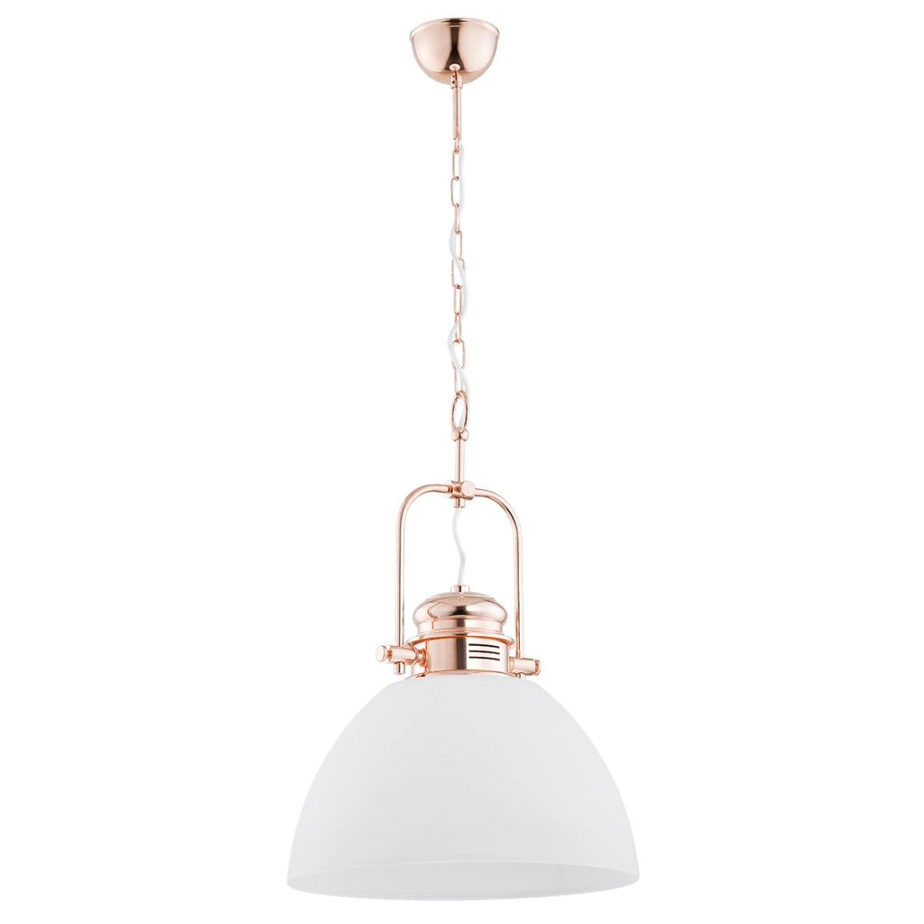 Lampada sospesa loft bianco rame catena E27 15W INEZ