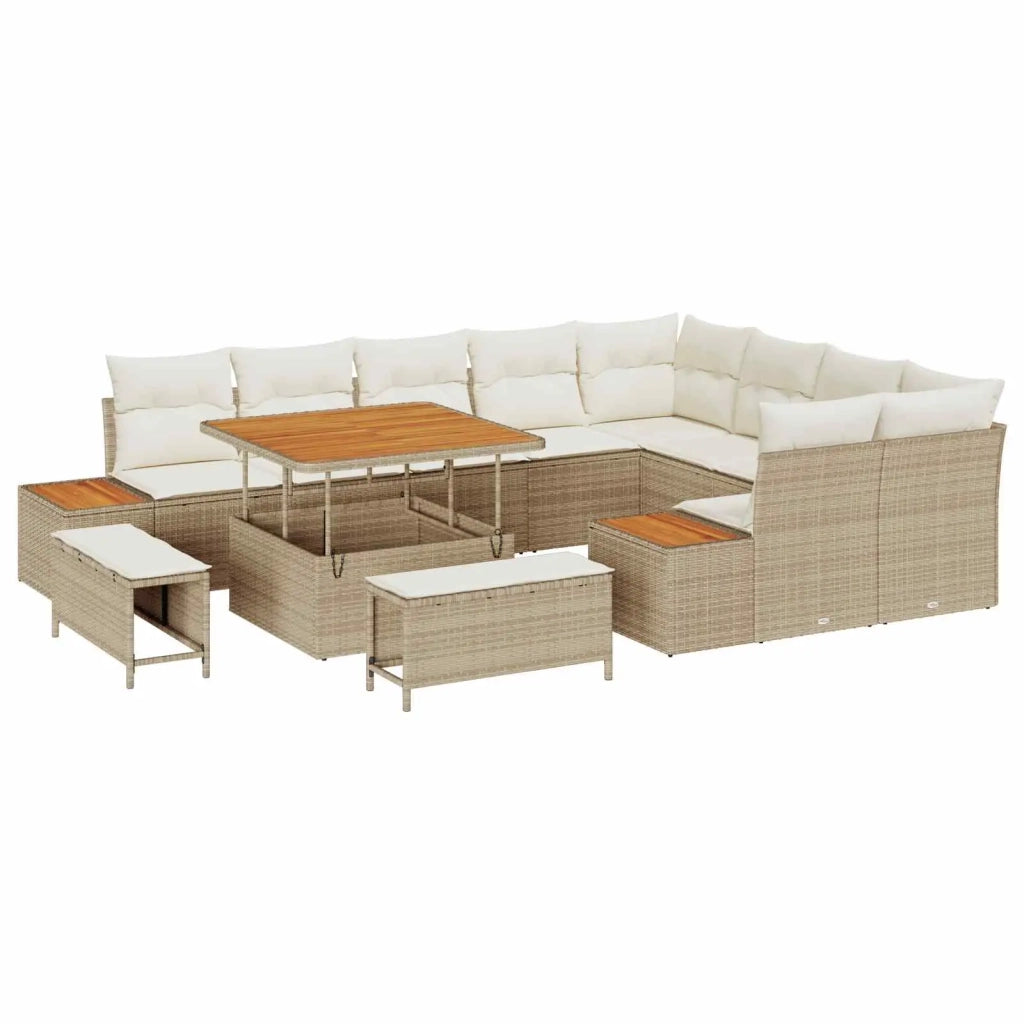 Set Divano da Giardino con cuscino 12 pcs Beige e Crema 3363336