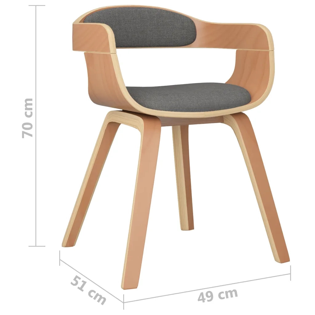 Sedia da Pranzo Grigio Chiaro in Legno Curvato e Tessuto 3092375