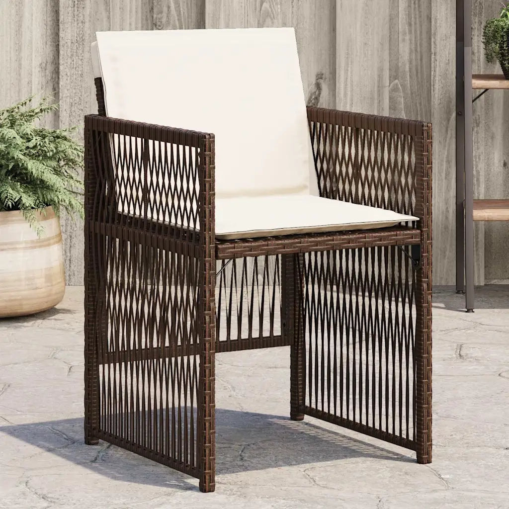Sedie da Giardino con Cuscini 4 pz Marroni in Polyrattan 364969