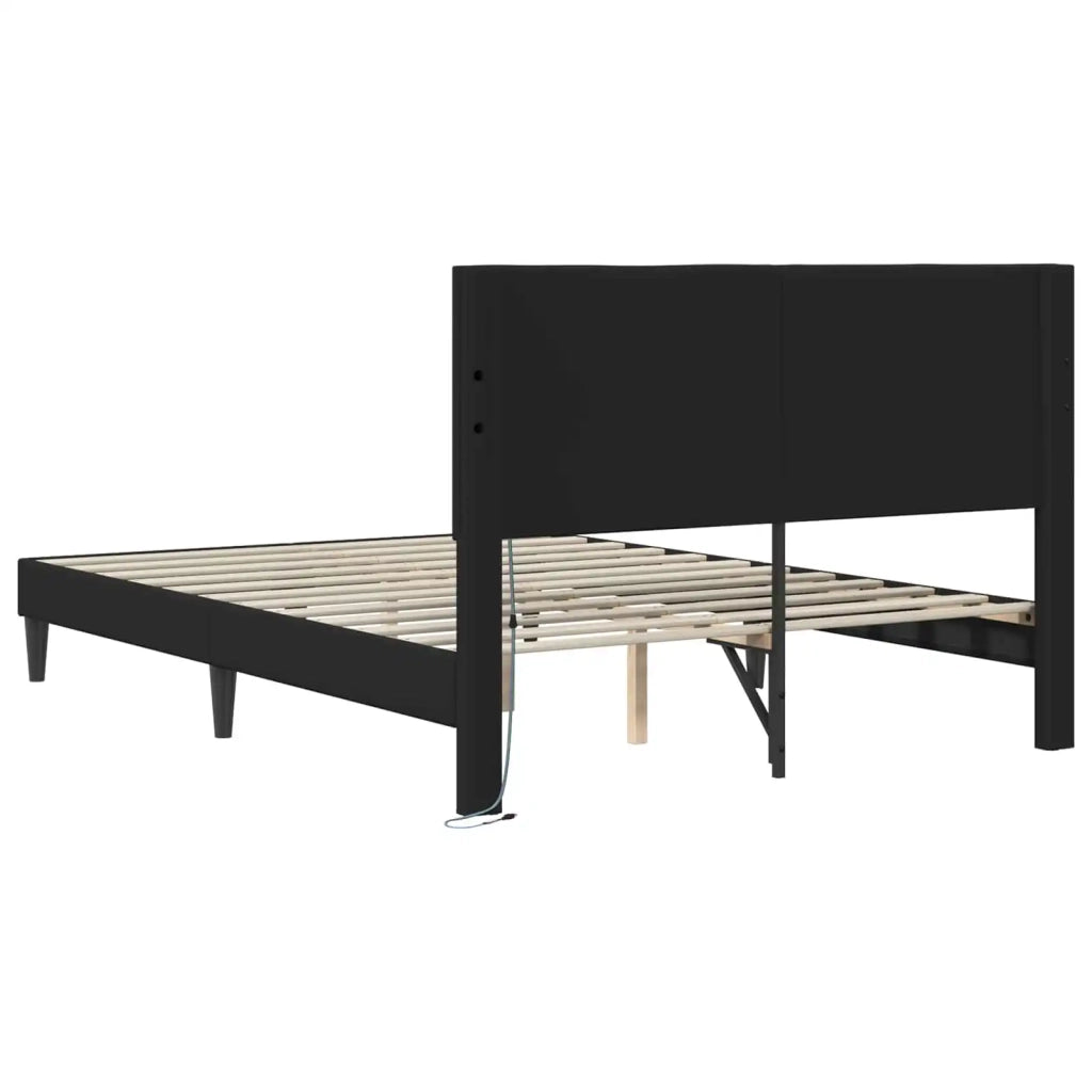 Letto matrimoniale | Letto per adulti | Struttura del letto con testiera Nero 160 x 200 cm Similpelle