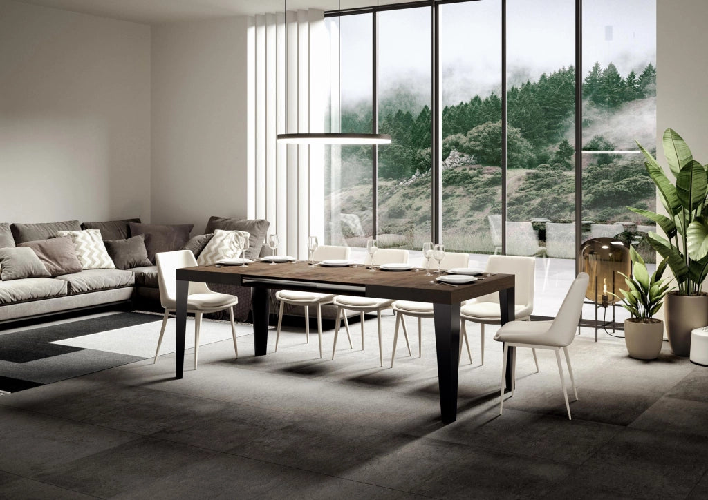 Tavolo Allungabile 140-244x90x77 cm Flame Noce Telaio Antracite