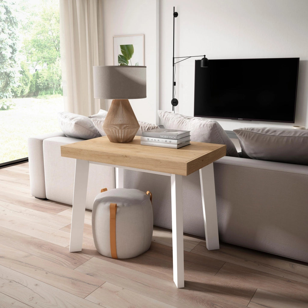 Consolle allungabile, 160x90x73cm, Per 8 persone, Gambe in legno, colore Rovere RF3126