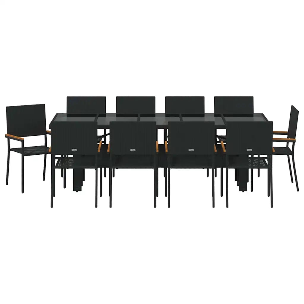 Set da Pranzo per Giardino 11 pcs Nero polyrattan 3365417