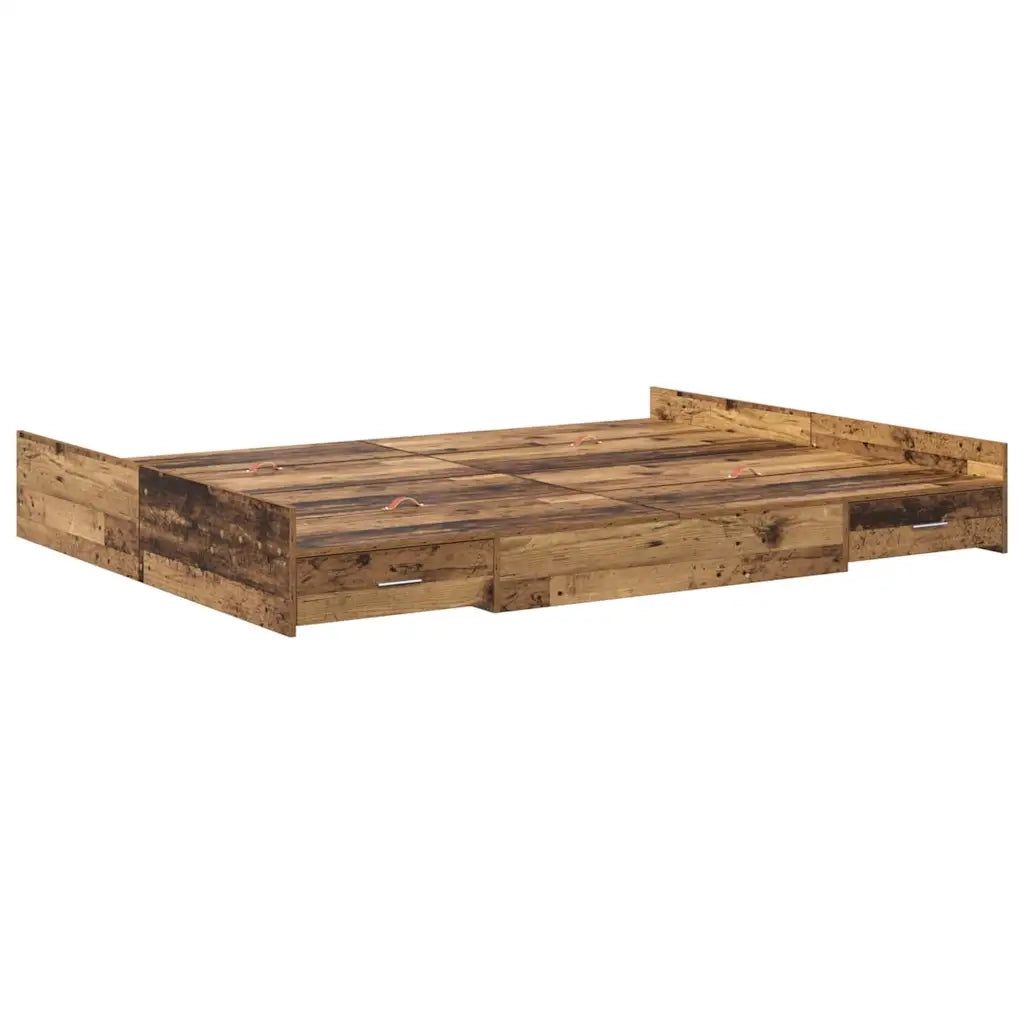 Struttura letto con contenitore-Giroletto con contenitore Legno vecchio 150 x 200 cm
