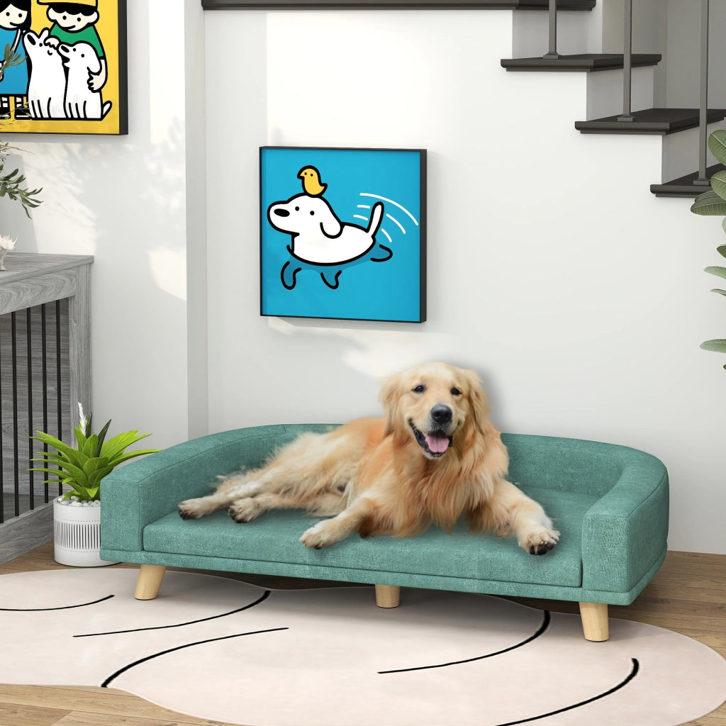 Divano per Cani in Legno di Eucalipto ¨C Xylo ¨C Verde 98x67x25 cm