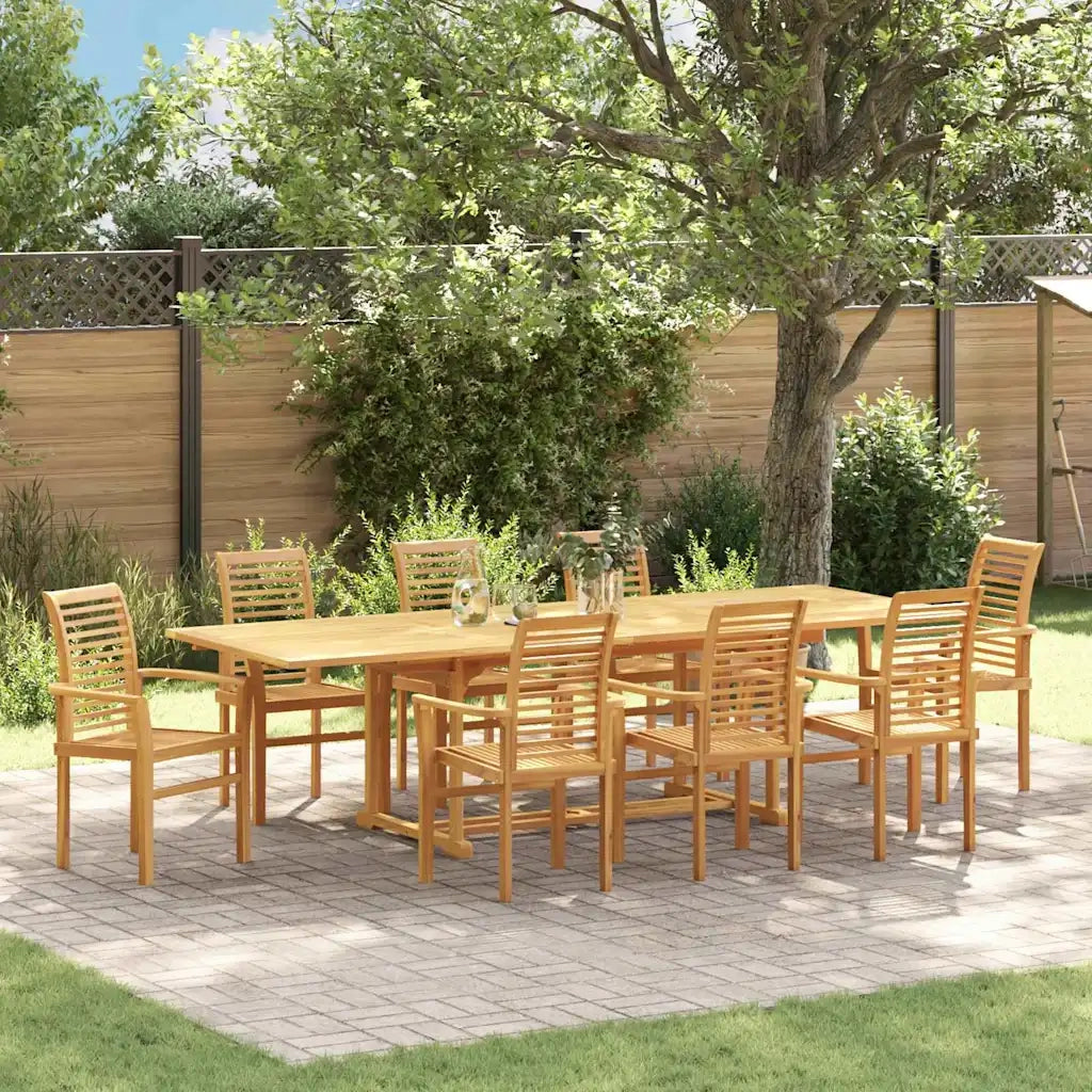 Set da Pranzo per Giardino 9 pcs Marrone Legno di teak solido 3383944