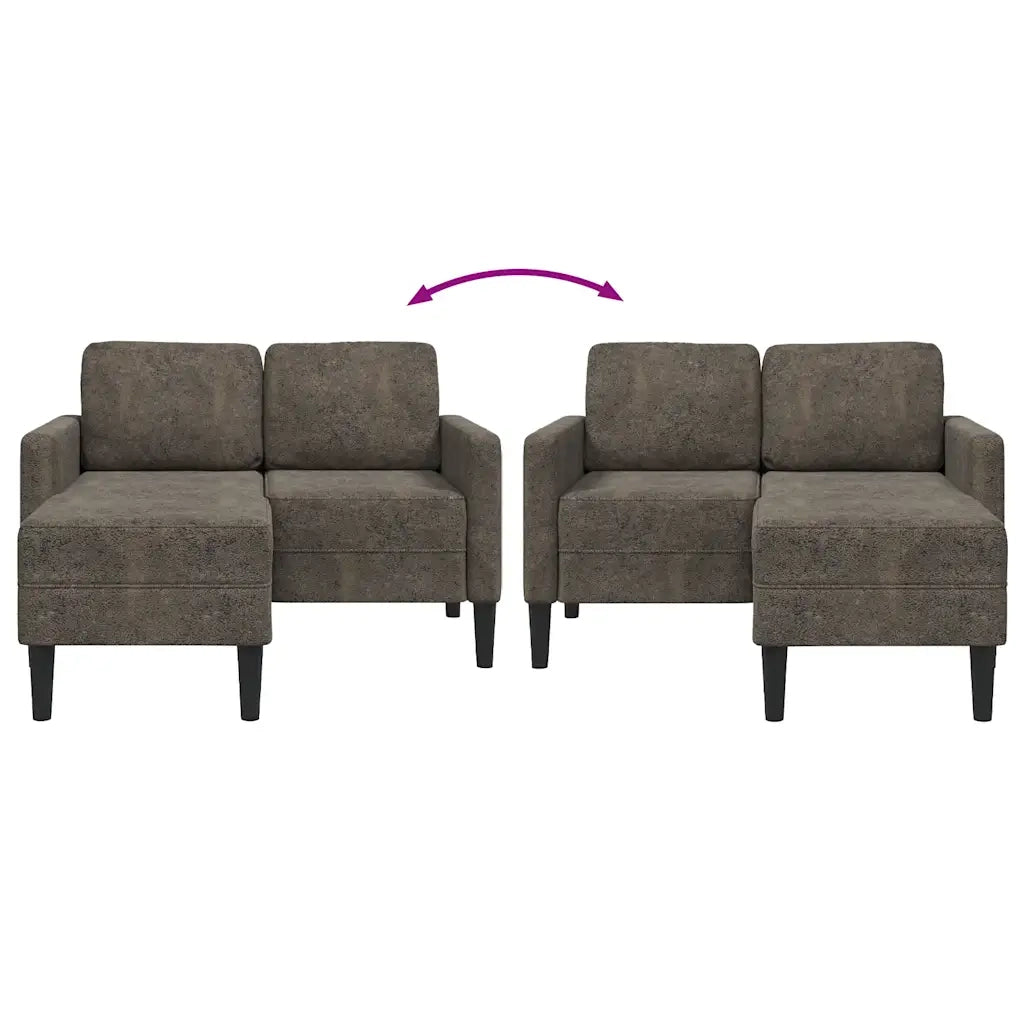 Divano 2 Posti con Chaise a L Grigio Scuro 125 cm in Similpelle 4107090