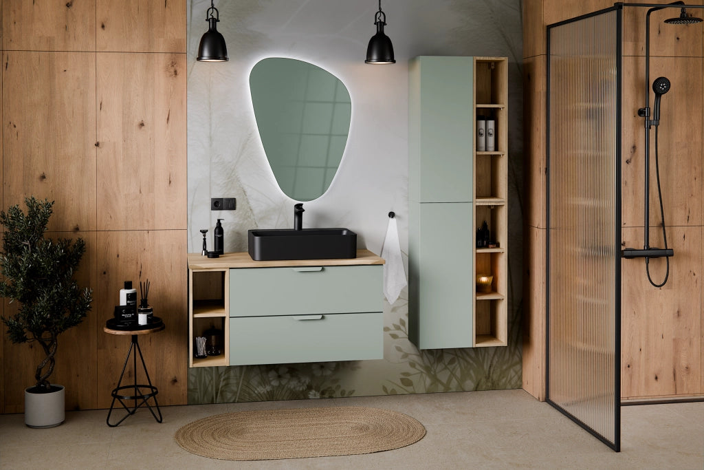 Set mobili bagno 80 cm con piano Aster Green 80 cm