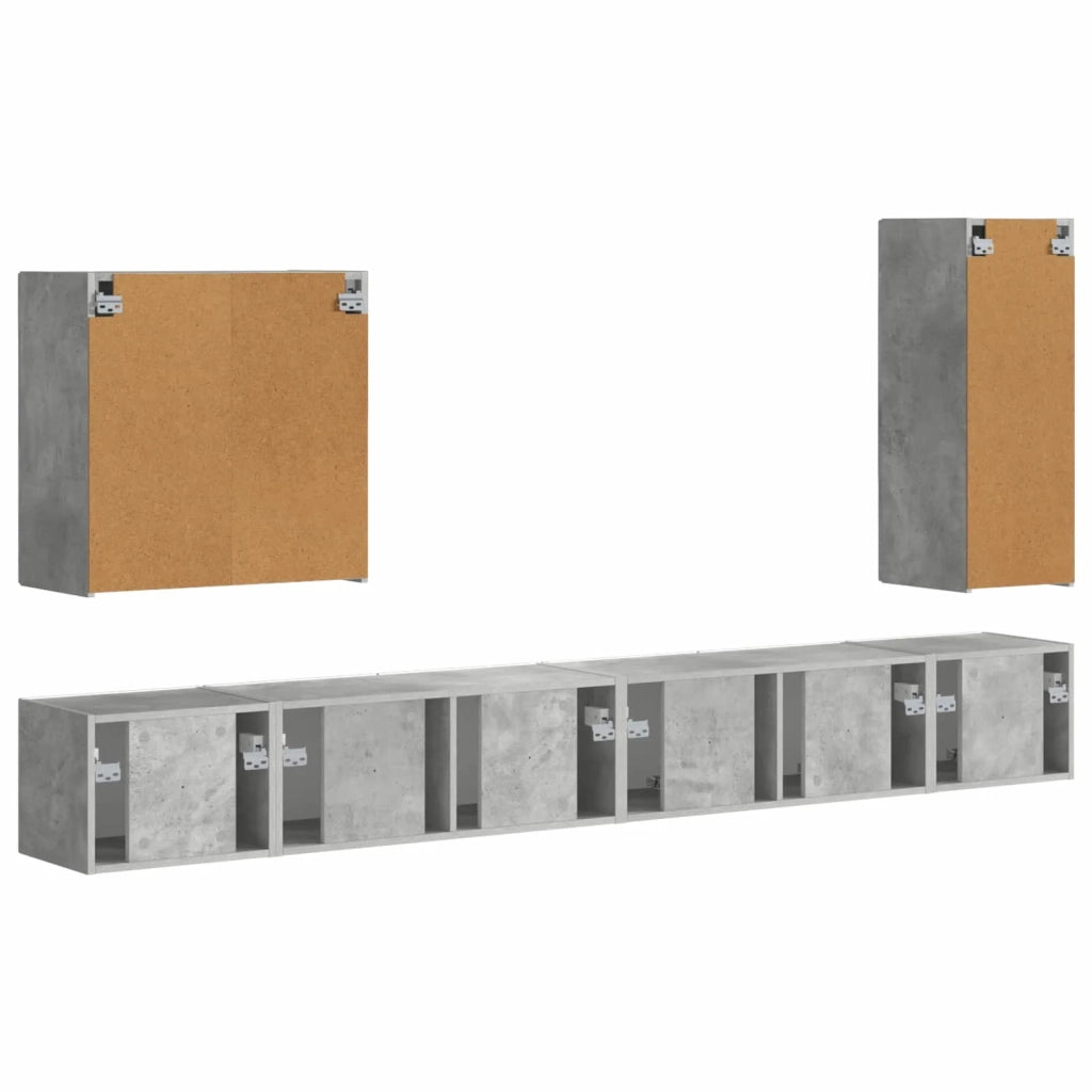 Set di Mobiletto da TV a Parete 6 pcs Grigio cemento 3408946