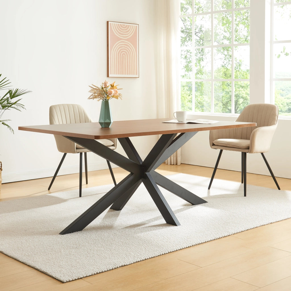 Gamba Centrale Oberau a Forma Stella per Tavolo Fai da te 85 x 85 x 71 cm Acciaio Nero [en.casa]