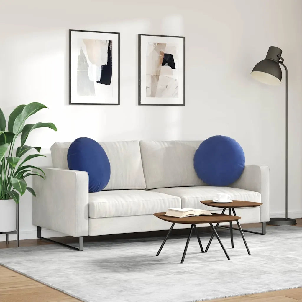 Cuscini per Seduta 2 pcs Blu Polizia Ø50 x 19 cm Velluto 42014185
