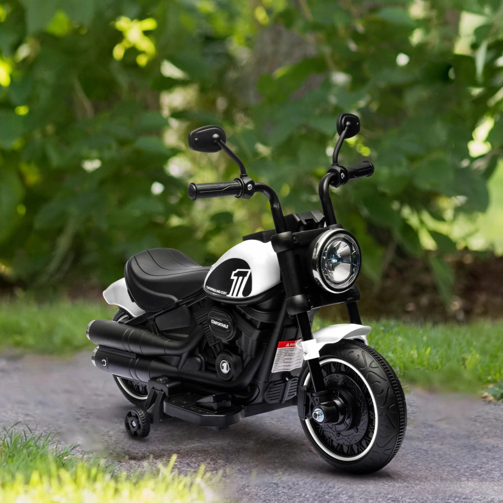 Moto Elettrica per Bambini 18-36 Mesi ¨C Xylo ¨C Batteria 6V Bianco con Ruote Ausiliarie