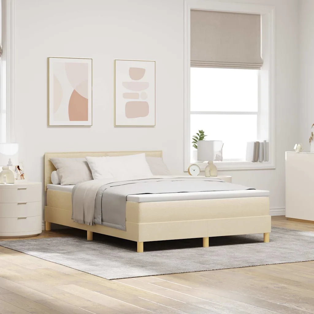 Letto a Sorgente LED con strisce LED Crema 140 x 190 cm Tessuto 3342364