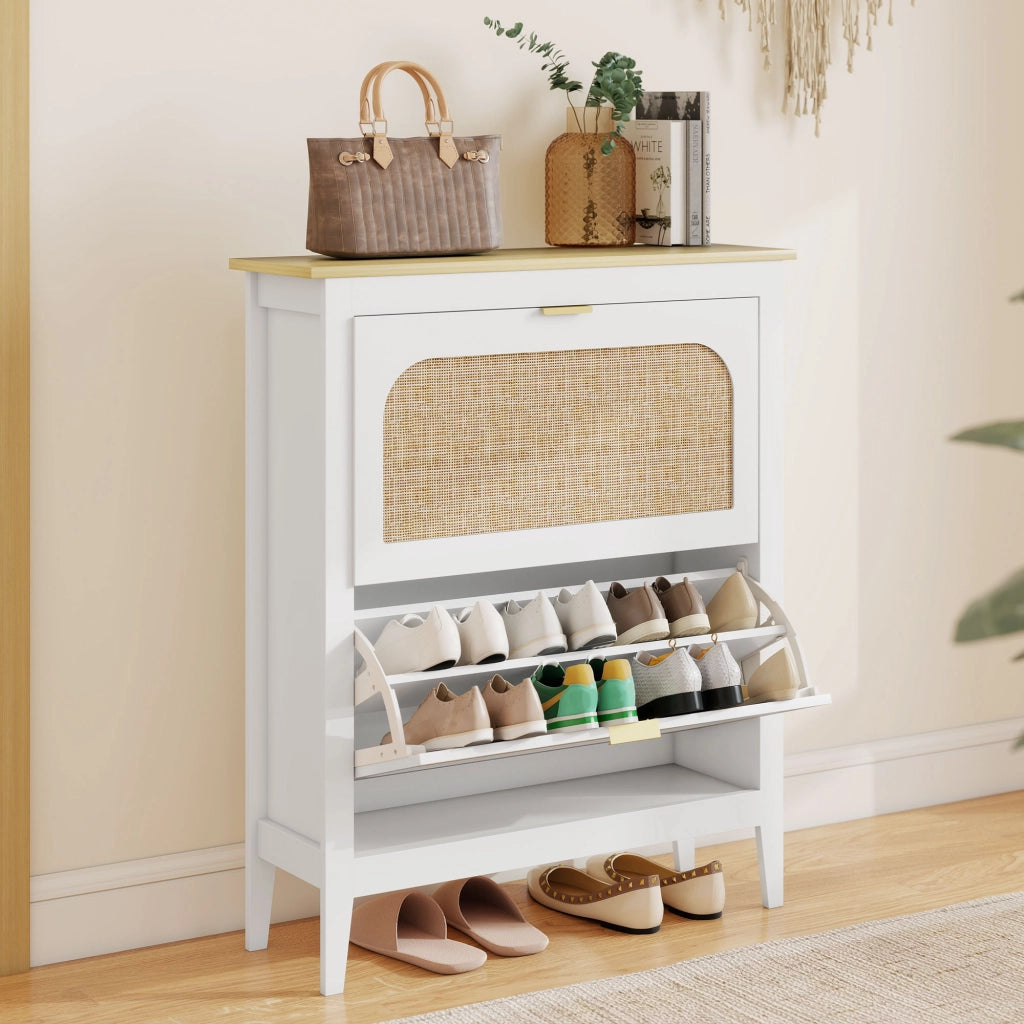 Mobiletto Scarpiera con 2 Cassetti ¨C Minimal ¨C 80x24x95.5 cm, Bianco