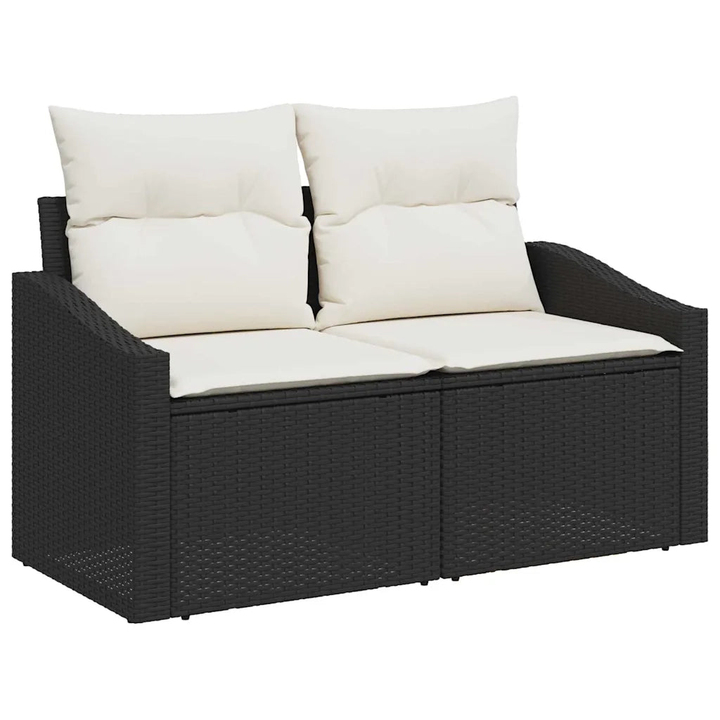Set Divano da Giardino 6 pcs Nero e Bianco polyrattan