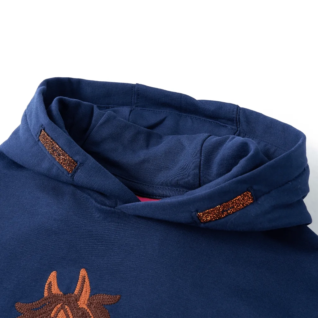 Felpa con Cappuccio da Bambina Blu Marino 92