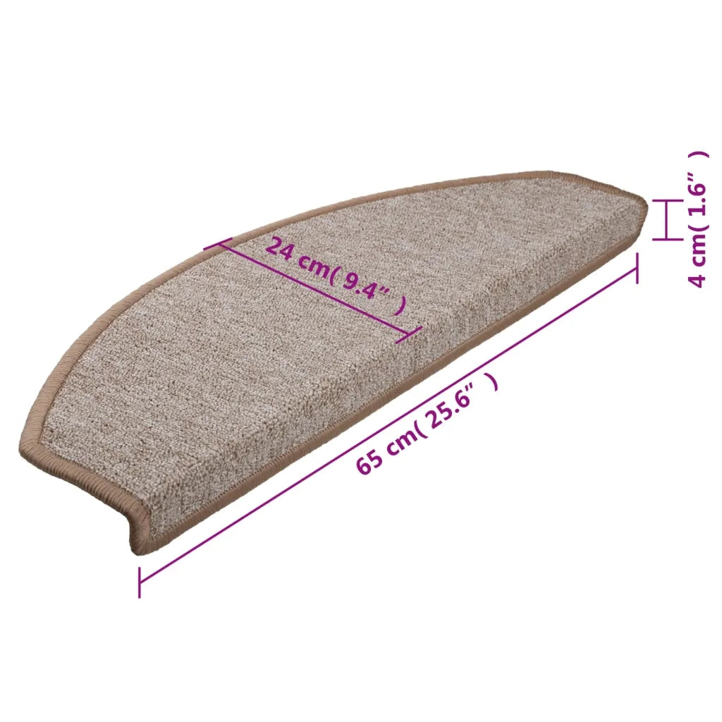 Tappetini per scale 10 pz 65x24x4 cm Marrone chiaro Semicircolari Grandi 149755