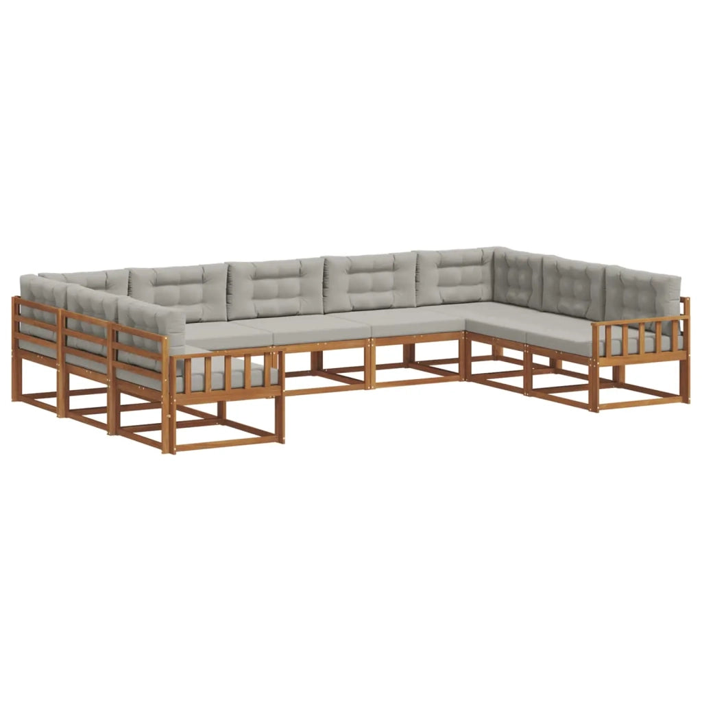 Set di divani da esterno 9 pcs Grigio Naturale e Chiaro 3368164