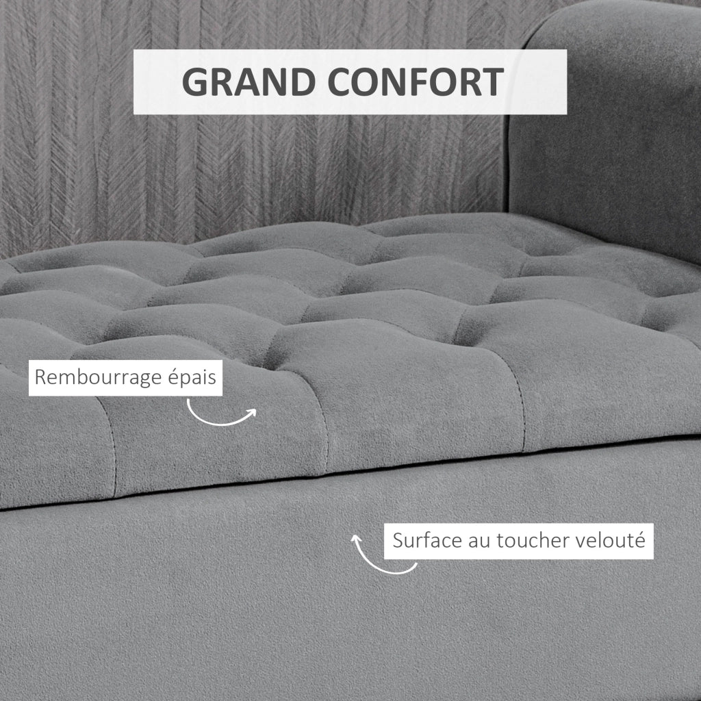 Pouf contenitore imbottito in tessuto velluto ¨C Minimal ¨C grigio 126x48.5x57 cm