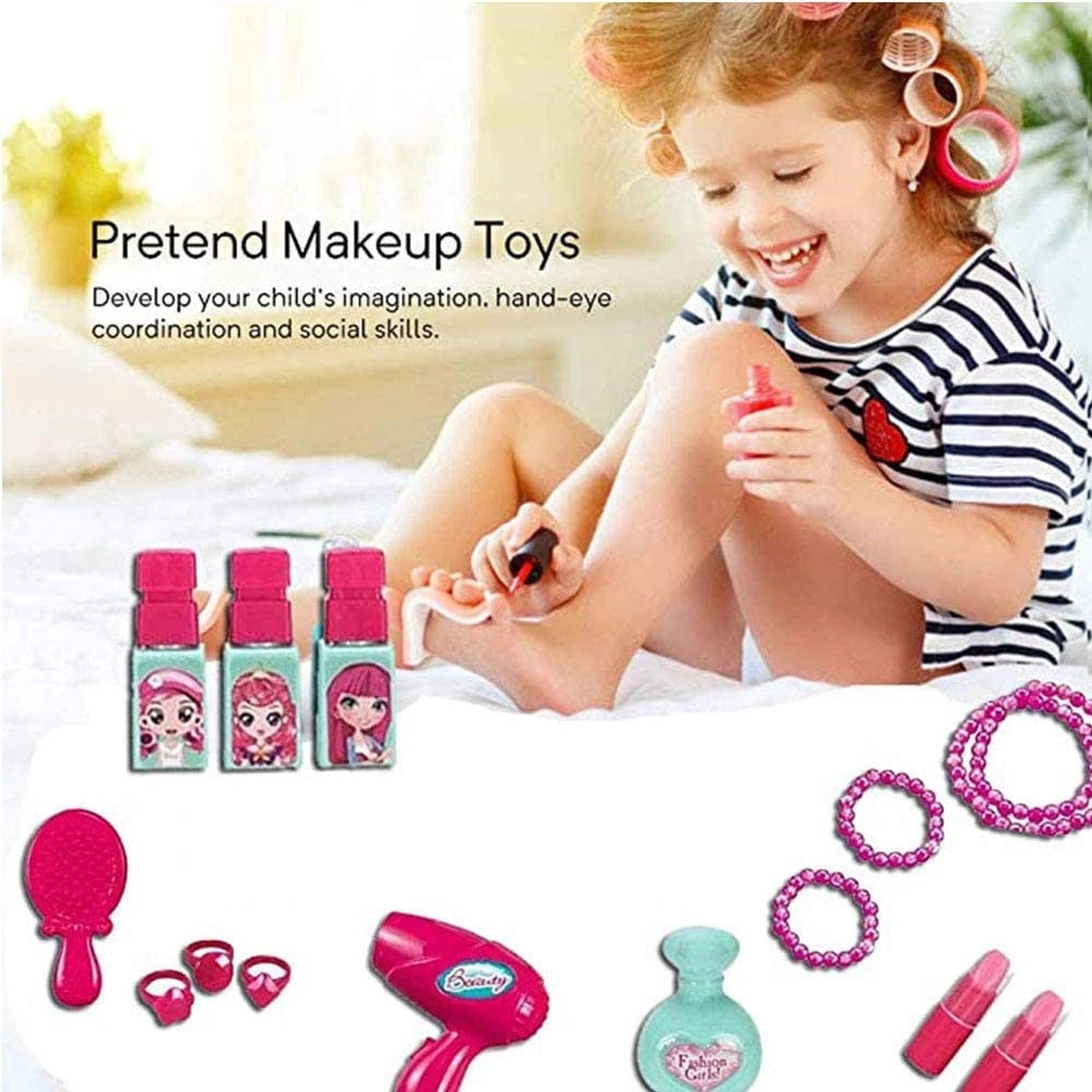 Trade Shop - Beauty Set Con Specchio Valigetta Giocattolo Accessori Bellezza Con Ruote -