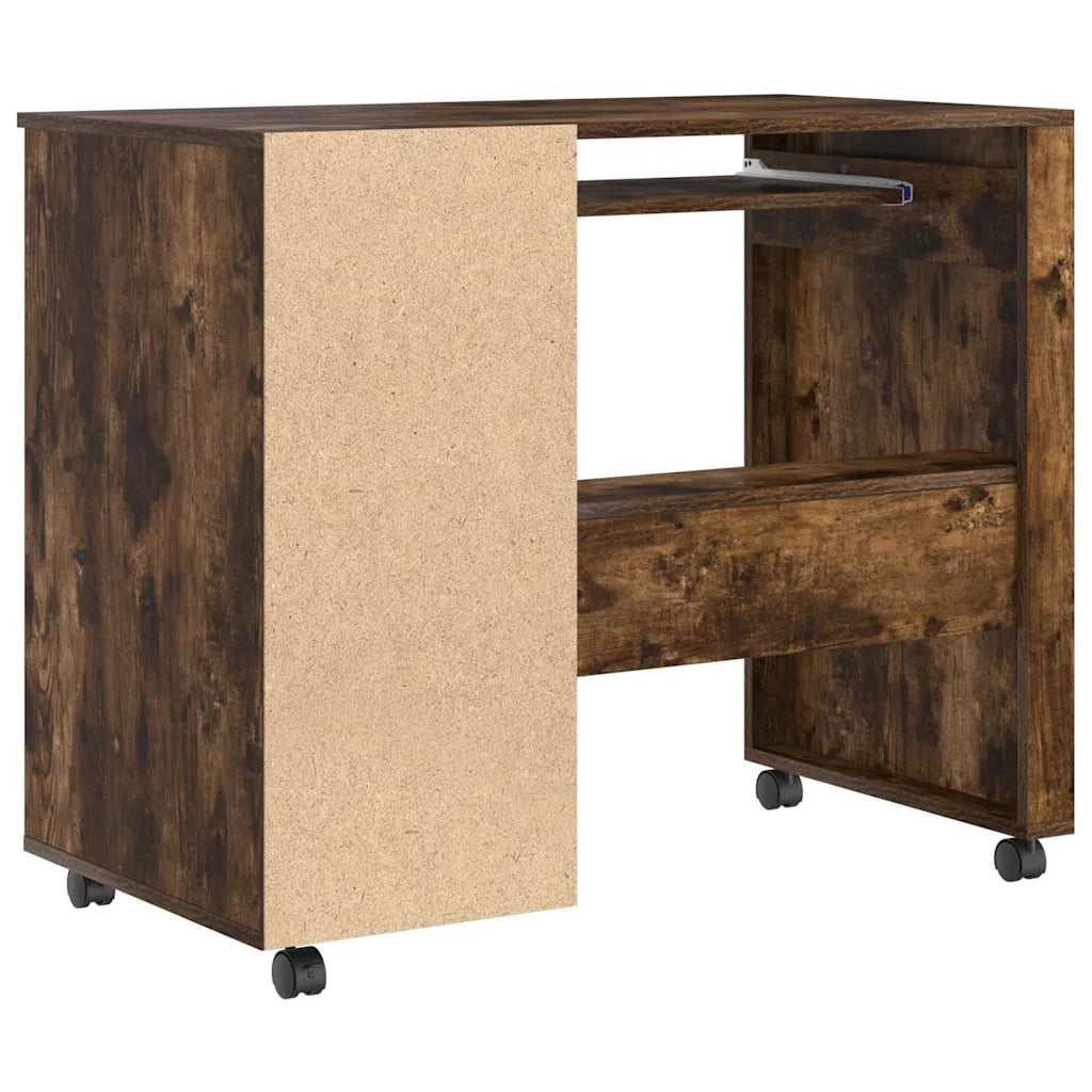 Scrivania con Ruote con cassetto Rovere fumé 91 x 50 x 77 cm 869534