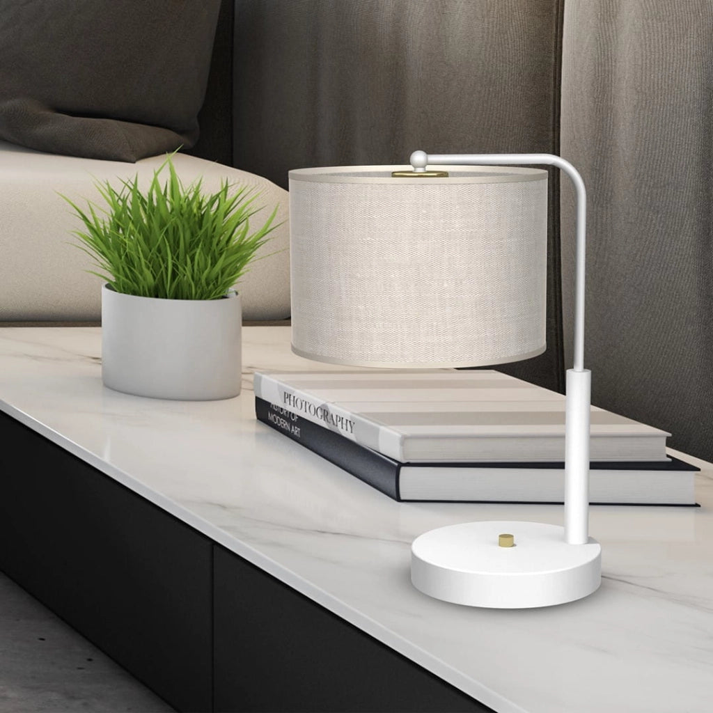 Lampada da tavolo LINO lino bianca E27 60W Milagro
