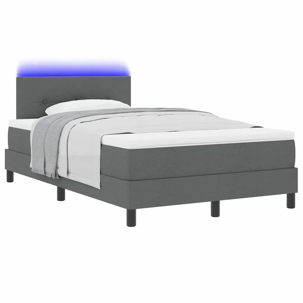 Letto a molle con materasso Grigio scuro 120 x 200 cm Tessuto