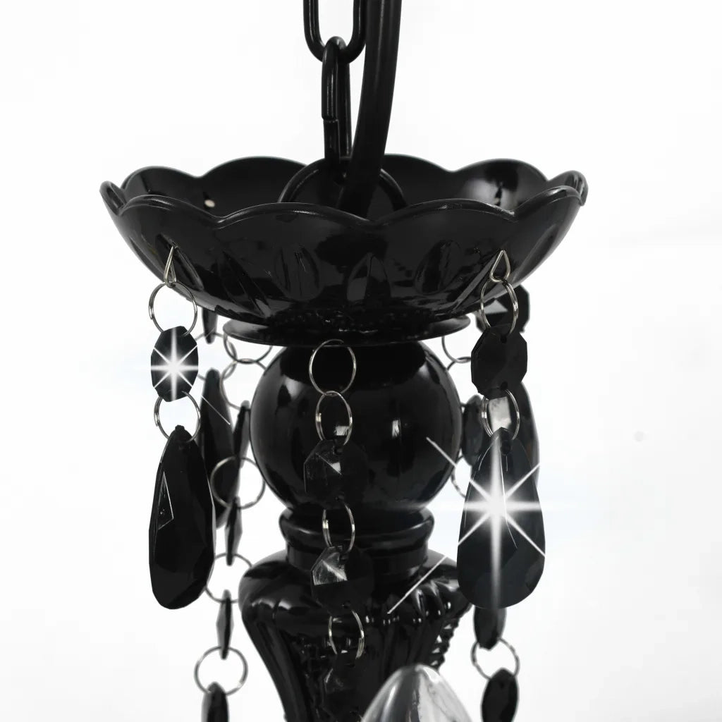 Lampadario con Perline Nero Tondo 3 E14 281597