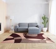 Tappeto Arredo Moderno Morbido in Ciniglia Ingresso Antiscivolo Prodotto Italiano  Soggiorno Camera Salotto Disegni Piazzati Cotone Varie Misure Grande Hills/Vino - 65x175 cm