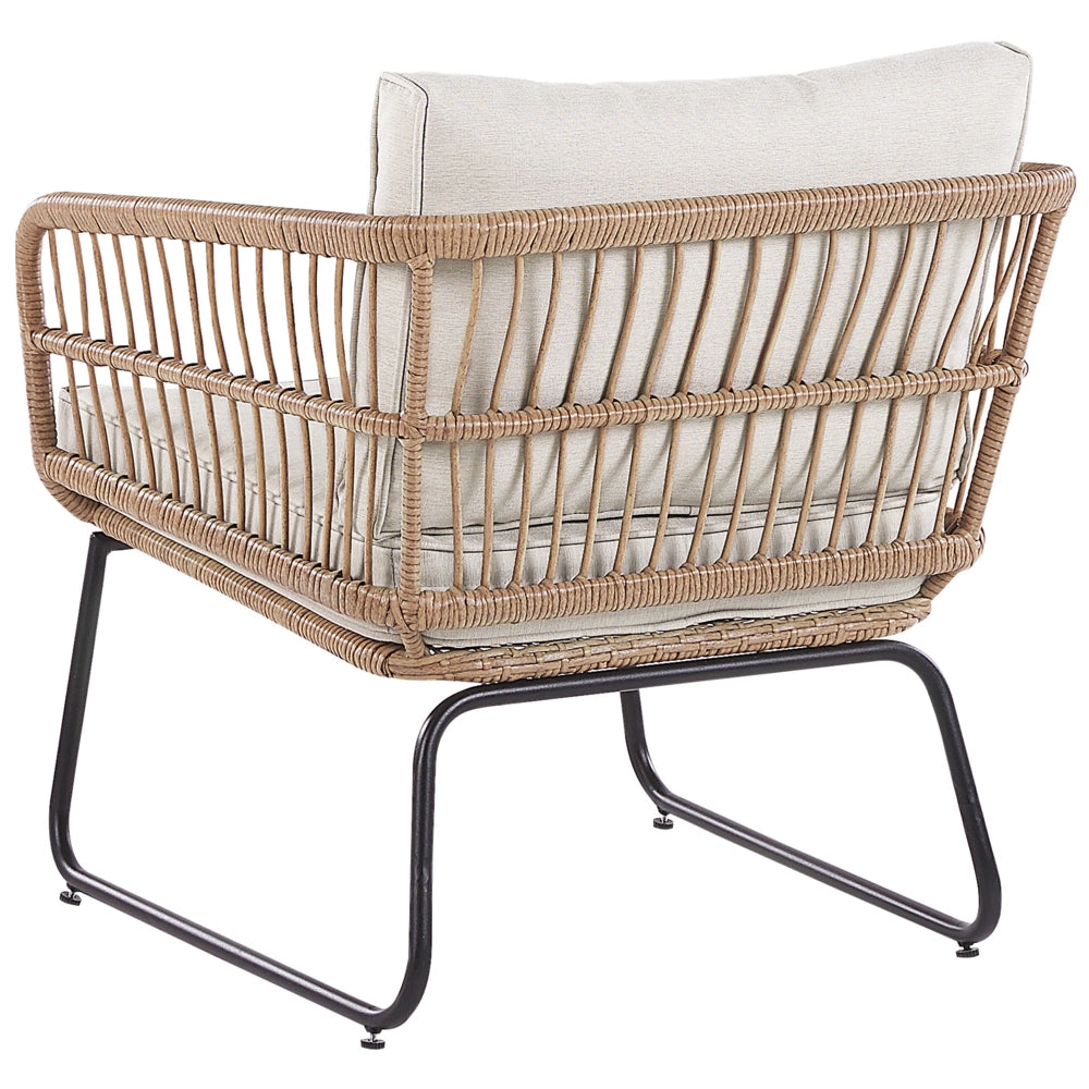 Set Divani Da Giardino Beige Cuscini rattan sintetico Esterni 4 Posti 2 Tavolini