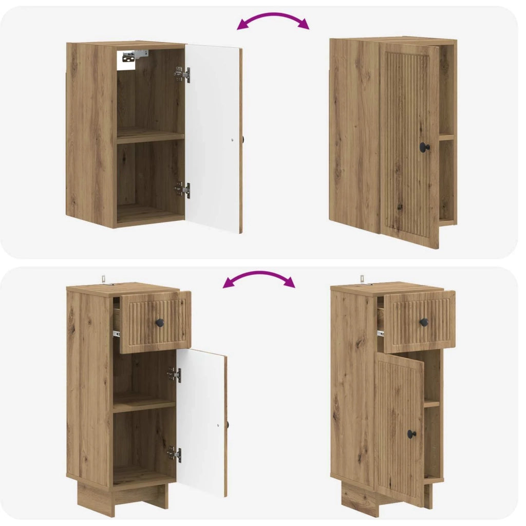 Set di Mobili da Bagno da 4 Pezzi EDE Rovere Artigianale 3417908