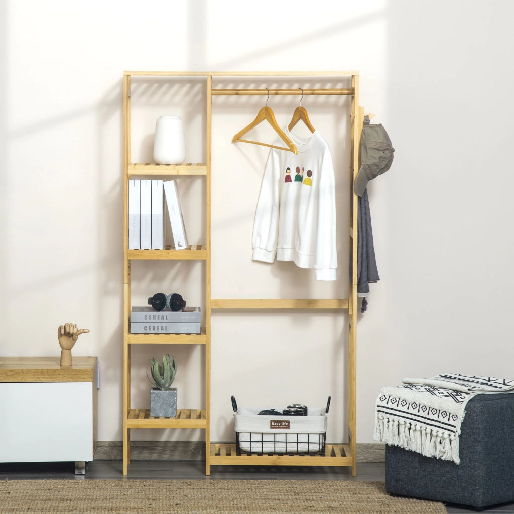 Appendiabiti a 4 Ripiani con Scaffale Inferiore ¨C Minimal ¨C 90x30x155 cm Natural
