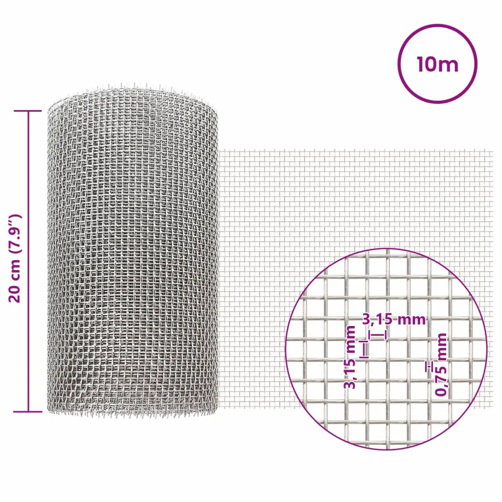 Rete per schermatura 20 x 1000 cm 6 Mesh Argento 42039646