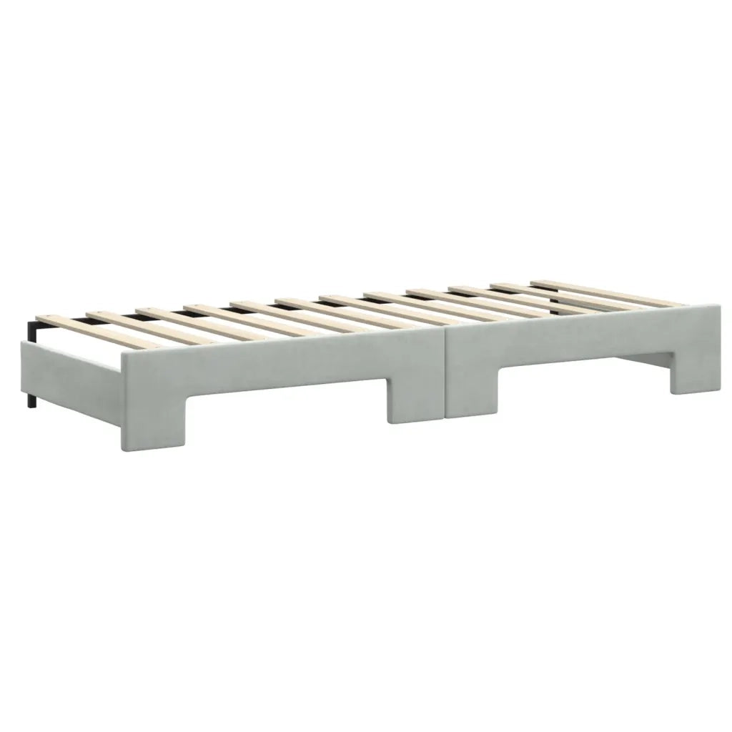 Divano Letto Estraibile Cassetti Grigio Chiaro 80x200cm Velluto 3197836