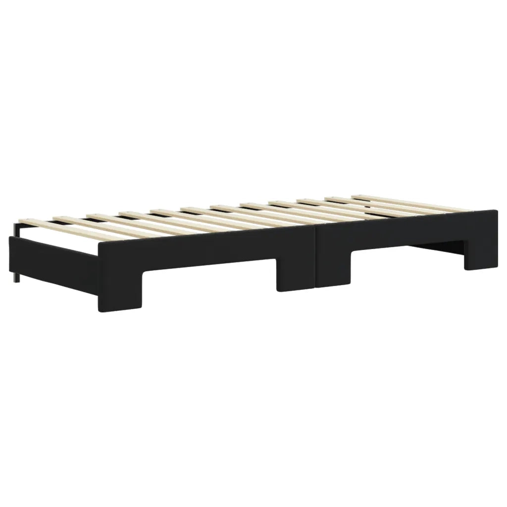 Divano letto | Sof¨¤ letto | Letto singolo Estraibile con Cassetti Nero 90x200 cm in Velluto