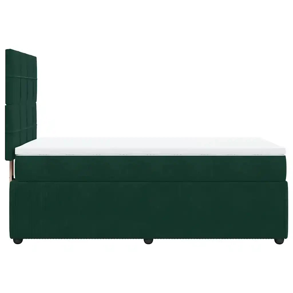 Giroletto a Molle con Materasso Verde Scuro 90x200 cm Velluto