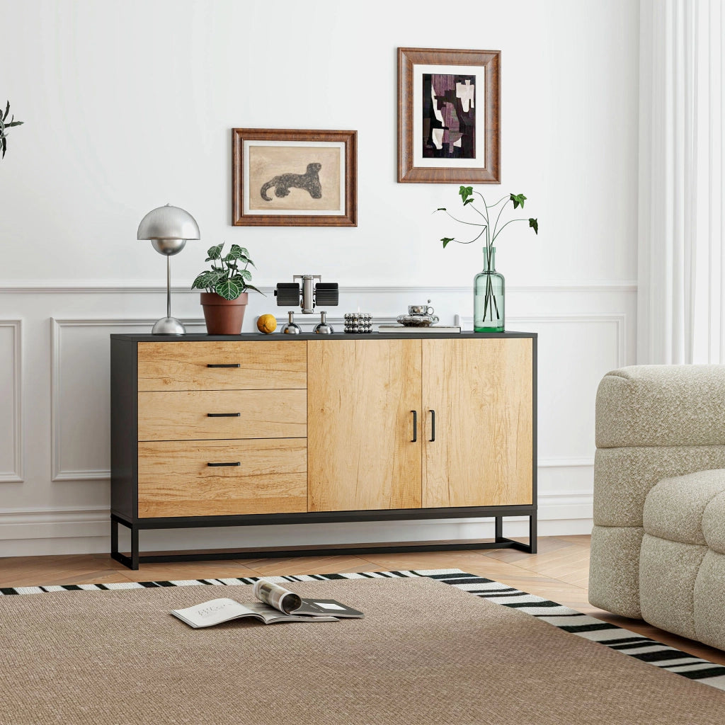 Buffet con 3 cassetti e ripiano regolabile ¨C zephmum ¨C acciaio, alluminio