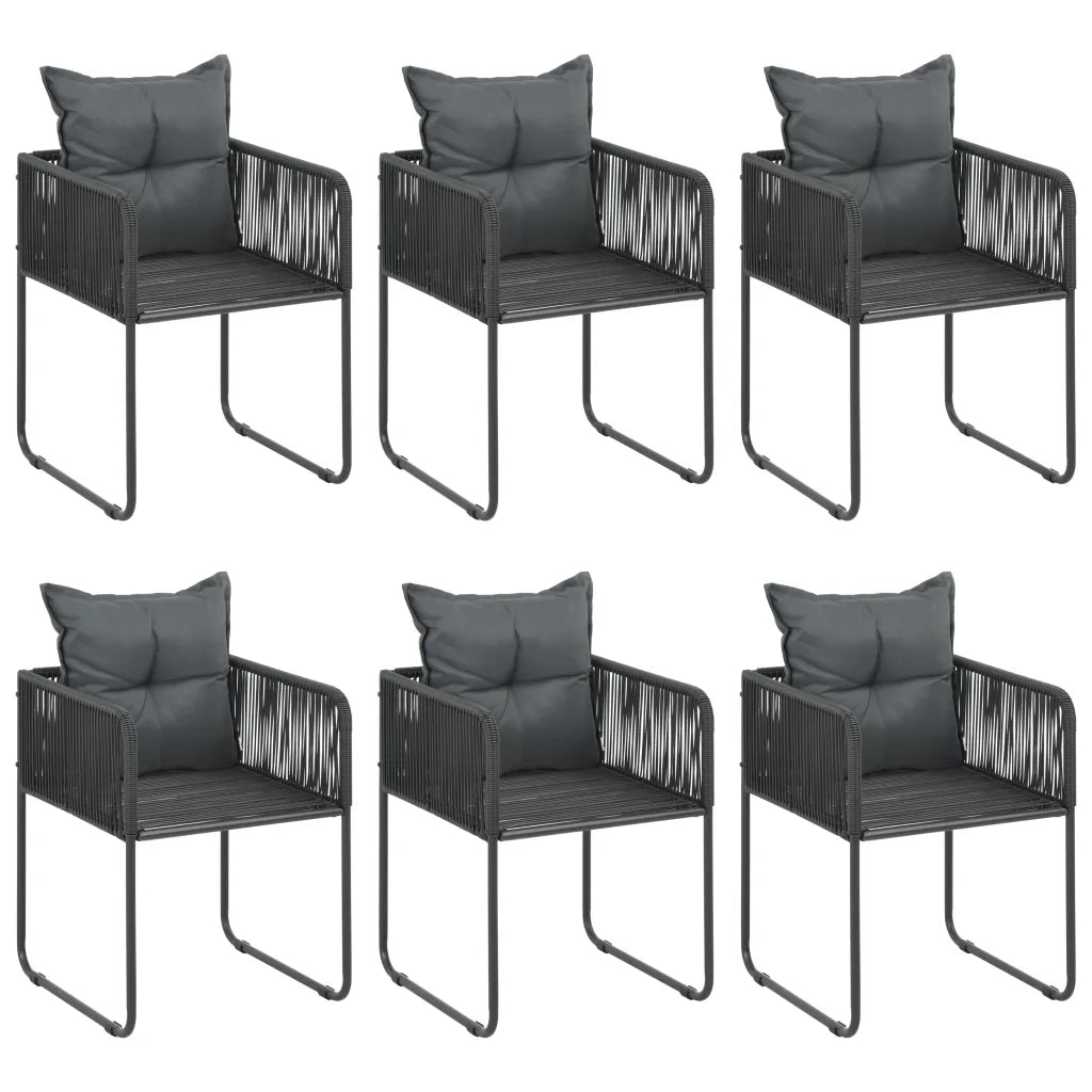 Set da Pranzo da Giardino 7 pz in Rattan PVC Nero 3060103