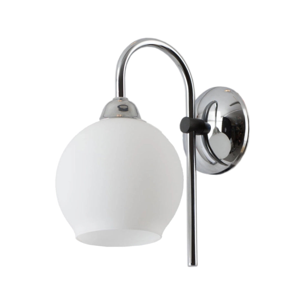 Applique moderna cromata vetro bianco E27 15W Axel